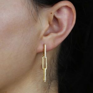 Iced Out CZ Long Link Chain Earrings